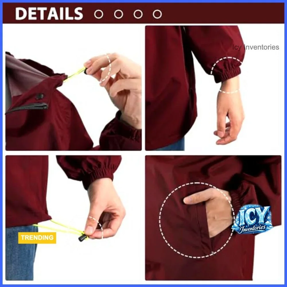 Lightweight Waterproof Rain Jacket with Hood, Packable Windbreaker